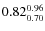 $\rm0.82 {_{0.70}^{0.96}}$