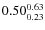 $\rm0.50 {_{0.23}^{0.63}}$