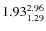 $\rm 1.93 {_{ 1.29}^{ 2.96}}$