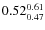 $\rm0.52 {_{0.47}^{0.61}}$