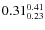 $\rm0.31 {_{0.23}^{0.41}}$