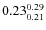 $\rm0.23 {_{0.21}^{ 0.29}}$