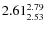 $\rm 2.61 {_{2.53 }^{2.79 }}$