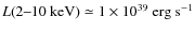 $L(2\hbox{--}10~{\rm keV})\simeq 1\times 10^{39}~{\rm erg}~{\rm
s}^{-1}$