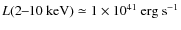$L(2\hbox{--}10~{\rm keV})\simeq 1\times 10^{41}~{\rm
erg}~{\rm s}^{-1}$