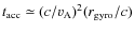 $t_{\rm acc} \simeq (c/v_{\rm A})^2 (r_{\rm gyro}/c)$