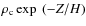 $\rho_{\rm c} \exp~ (-Z/ {H})$