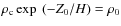 $\rho_{\rm c} \exp ~(-Z_{0}/ {H})=\rho_{0}$