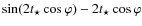 $\sin (2
t_{\star} \cos \varphi)- 2
t_{\star} \cos \varphi$