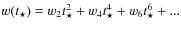 $w(t_{\star})= w_{2} t_{\star}^2+ w_{4} t_{\star}^4+ w_{6}
t_{\star}^6+...$