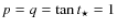 $p=q=\tan t_{\star}=1$