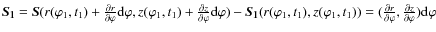 $\vec{S_{1}}= \vec{S} ( r(\varphi_{1},t_{1})
+\frac{\partial r}{\partial \varph...
...tial r}{\partial \varphi}, \frac{\partial
z}{\partial \varphi}) {\rm d}\varphi$