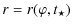 $\displaystyle r=r(\varphi, t_{\star})$