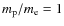 $m_{\rm p}/m_{\rm e}=1$