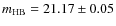 $m_{\rm HB}=21.17\pm 0.05$
