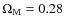 $\Omega_{{\rm M}}=0.28$