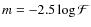$m=-2.5\log{\mathcal{F}}$