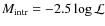 $M_{{\rm intr}}=-2.5\log{\mathcal{L}}$