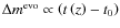 $\Delta m^{{\rm evo}} \propto \left(t\left(z\right)-t_0\right)$