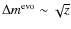 $\Delta m^{{\rm evo}}\sim\sqrt{z}$