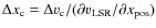 $\Delta x_{\rm c} = \Delta v_{\rm c} / (\partial v_{\rm LSR}/\partial x_{\rm pos})$