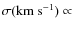 $\sigma(\rm {km~s}^{-1}) \propto$