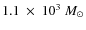 $1.1~\times~10^3~M_{\odot}$