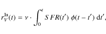 \begin{displaymath}%
r^{{\rm Ia}}_V(t) = \nu \cdot \int_{0}^{t} SFR(t') ~ \phi(t-t') ~ {\rm d}t',
\end{displaymath}