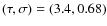 $(\tau,\sigma)=(3.4,0.68)$