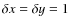 $\delta x = \delta y = 1$