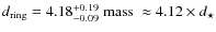 $d_{\rm ring} = 4.18^{+0.19}_{-0.09}~{\rm mass}~\approx 4.12 \times d_{\star}$