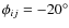 $\phi_{ij}=-20^\circ$