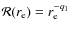 ${\cal R}(r_{\rm e})=r_{\rm e}^{-q_1}$