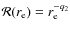 ${\cal R}(r_{\rm e})=r_{\rm e}^{-q_2}$
