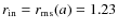 $r_{\rm in}=r_{\rm ms}(a)=1.23$