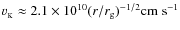 $v_{_{\rm K}}\approx2.1\times10^{10}
(r/r_{\rm g})^{-1/2}{\rm {cm\;s}}^{-1}$