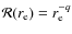 ${\cal R}(r_{\rm e})=r_{\rm e}^{-q}$