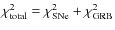 $\chi^2_{\rm total}=\chi^2_{\rm SNe}+\chi^2_{\rm GRB}$