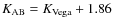 $K_{\rm AB} = K_{\rm Vega}+1.86$