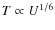 $T \propto U^{1/6}$