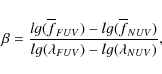 \begin{displaymath}\beta = \frac{lg(\overline{f}_{FUV})-lg(\overline{f}_{NUV})}{lg(\lambda_{FUV})-lg(\lambda_{NUV})},
\end{displaymath}