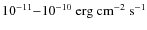 $10^{-11}{-}10^{-10}~{\rm erg}~{{\rm cm}^{-2}}~{{\rm s}^{-1}}$