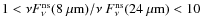 $1 < \nu F^{\rm ns}_{\nu}(8~\mu {\rm m})/\nu~F^{\rm ns}_{\nu}(24~\mu {\rm m}) < 10$