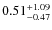 $\rm0.51^{+1.09}_{-0.47}$