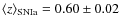 $\langle z\rangle_{\rm SNIa}=0.60\pm 0.02$
