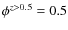 $\phi^{z>0.5}=0.5$