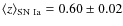 $\langle z\rangle_{\rm SN~Ia}=0.60\pm0.02$