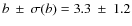 $b~\pm~\sigma(b)=3.3~\pm~1.2$