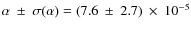 $\alpha~\pm~\sigma(\alpha)=(7.6~\pm~2.7)~\times~10^{-5}$