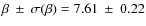 $\beta~\pm~\sigma(\beta)=7.61~\pm~0.22$